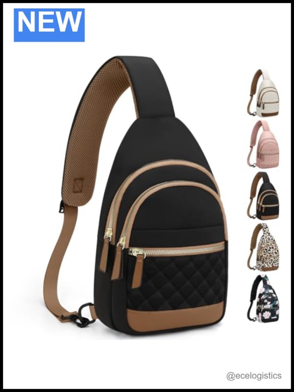 Waterproof Crossbody Sling Bag with Convertible Strap 5-Pockets Travel Hiking
